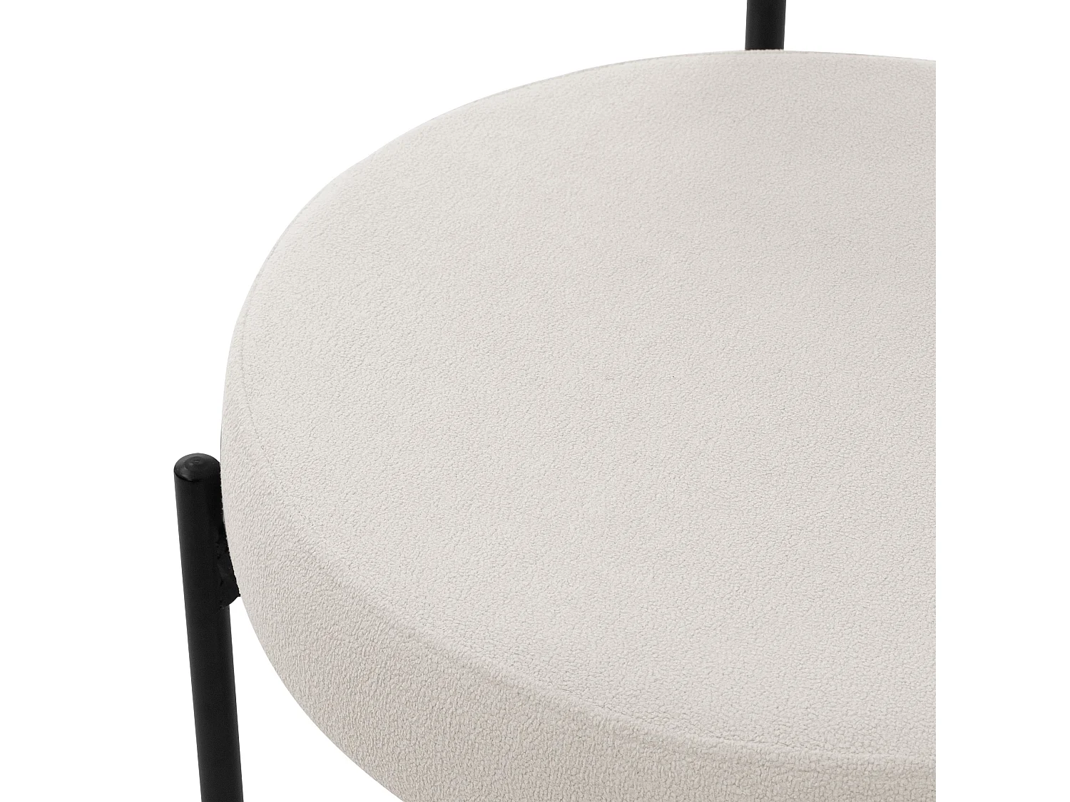 Lot de 2 chaises de cuisine rond en tissu teddy blanc avec dossier pied en acier