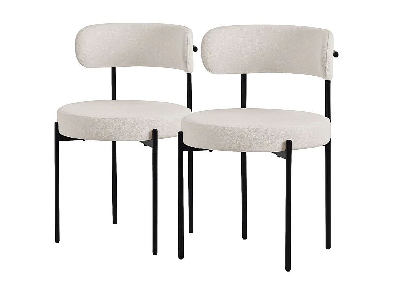 Set 2x sillas de comedor tejido teddy blanco de terciopelo ergonómico moderno