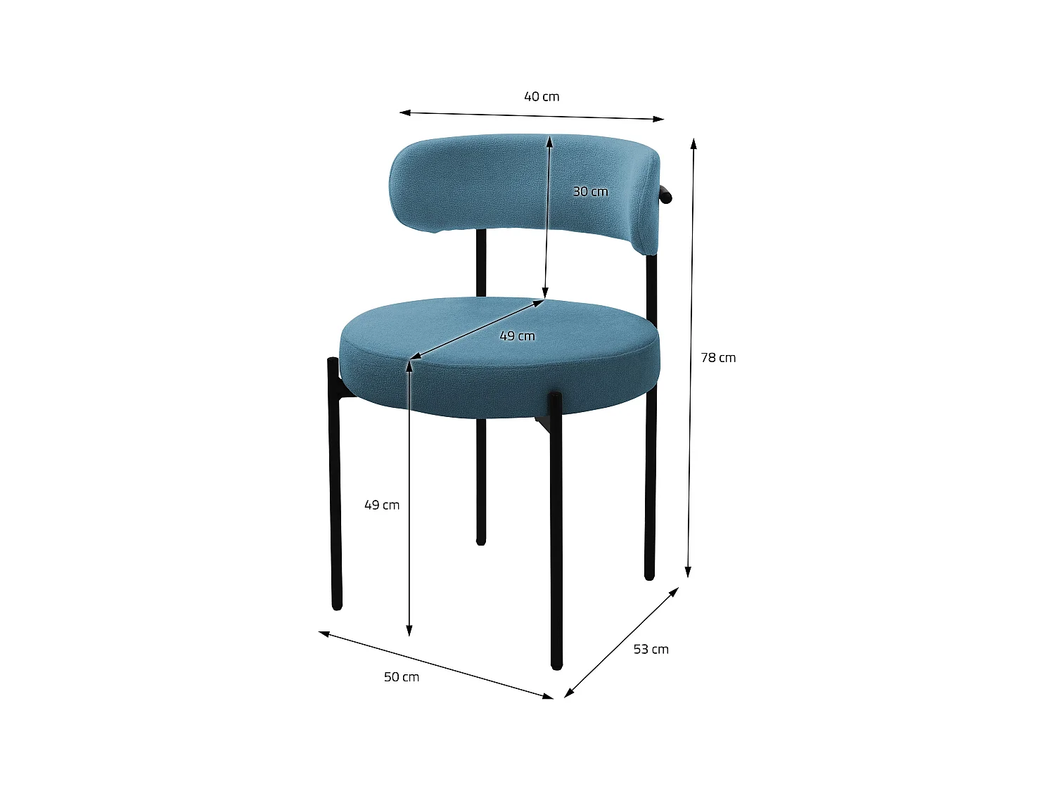 Set 2x sillas de comedor tejido teddy azul de terciopelo ergonómico moderno