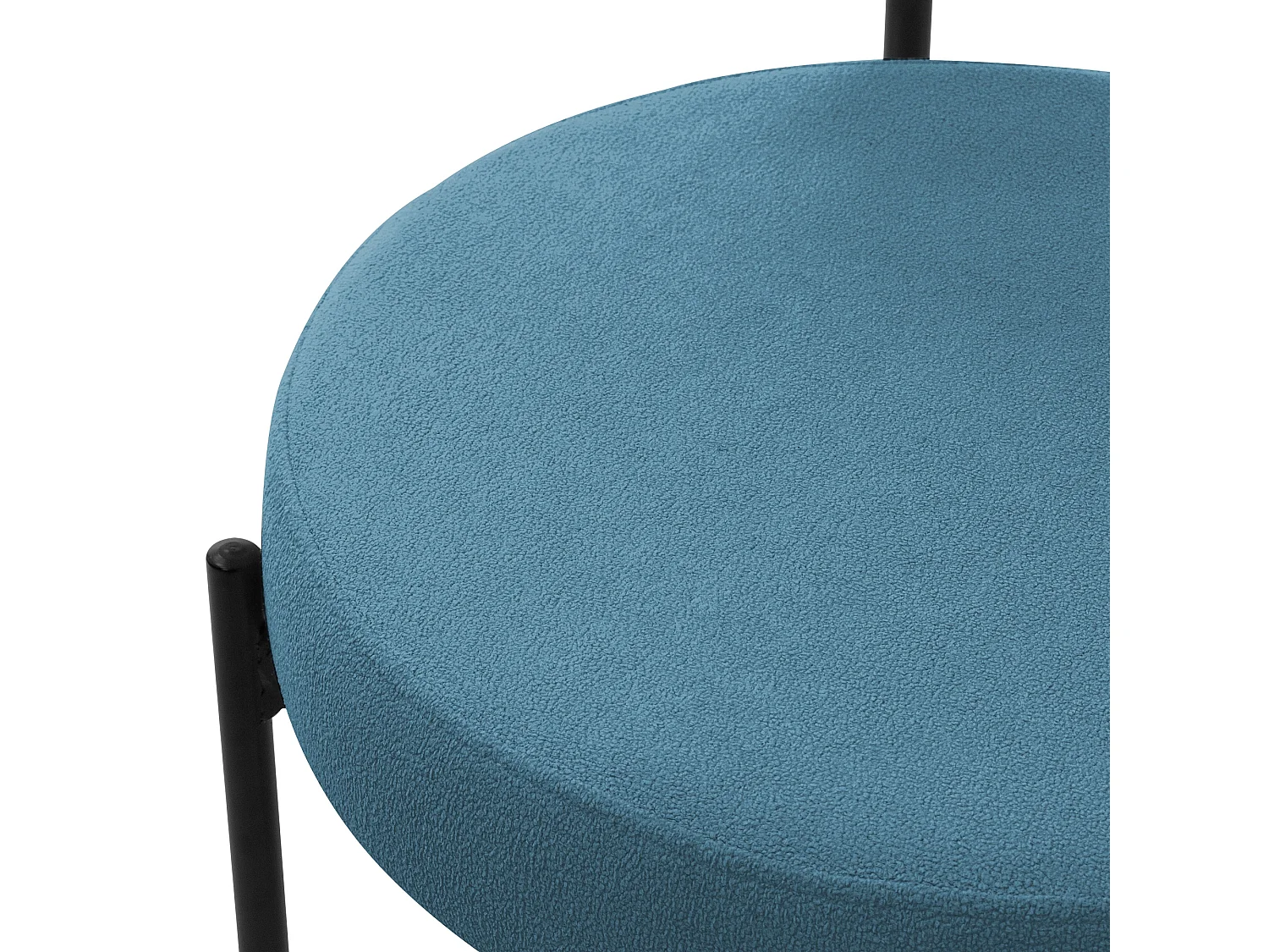 Lot de 2 chaises de cuisine rond en tissu teddy bleu avec dossier pied en acier