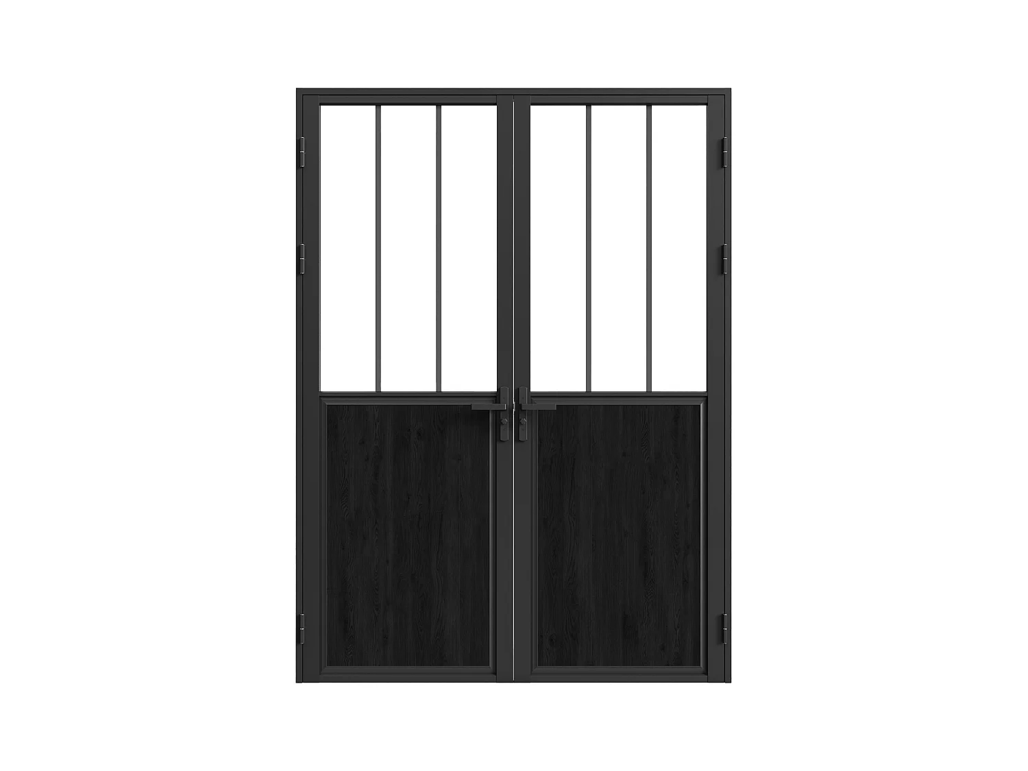 Bloc porte réversible à deux battants en aluminium et verre trempé style atelier - 2 x H204 x L83 cm - Noir - ERMELO