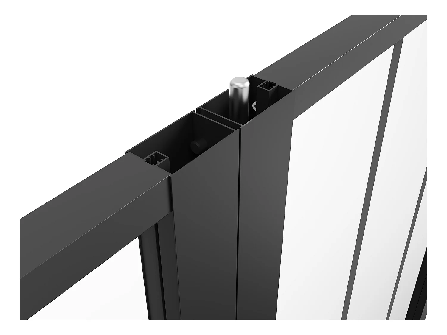 Bloc porte réversible à deux battants en aluminium et verre trempé style atelier - 2 x H204 x L83 cm - Noir - ERMELO