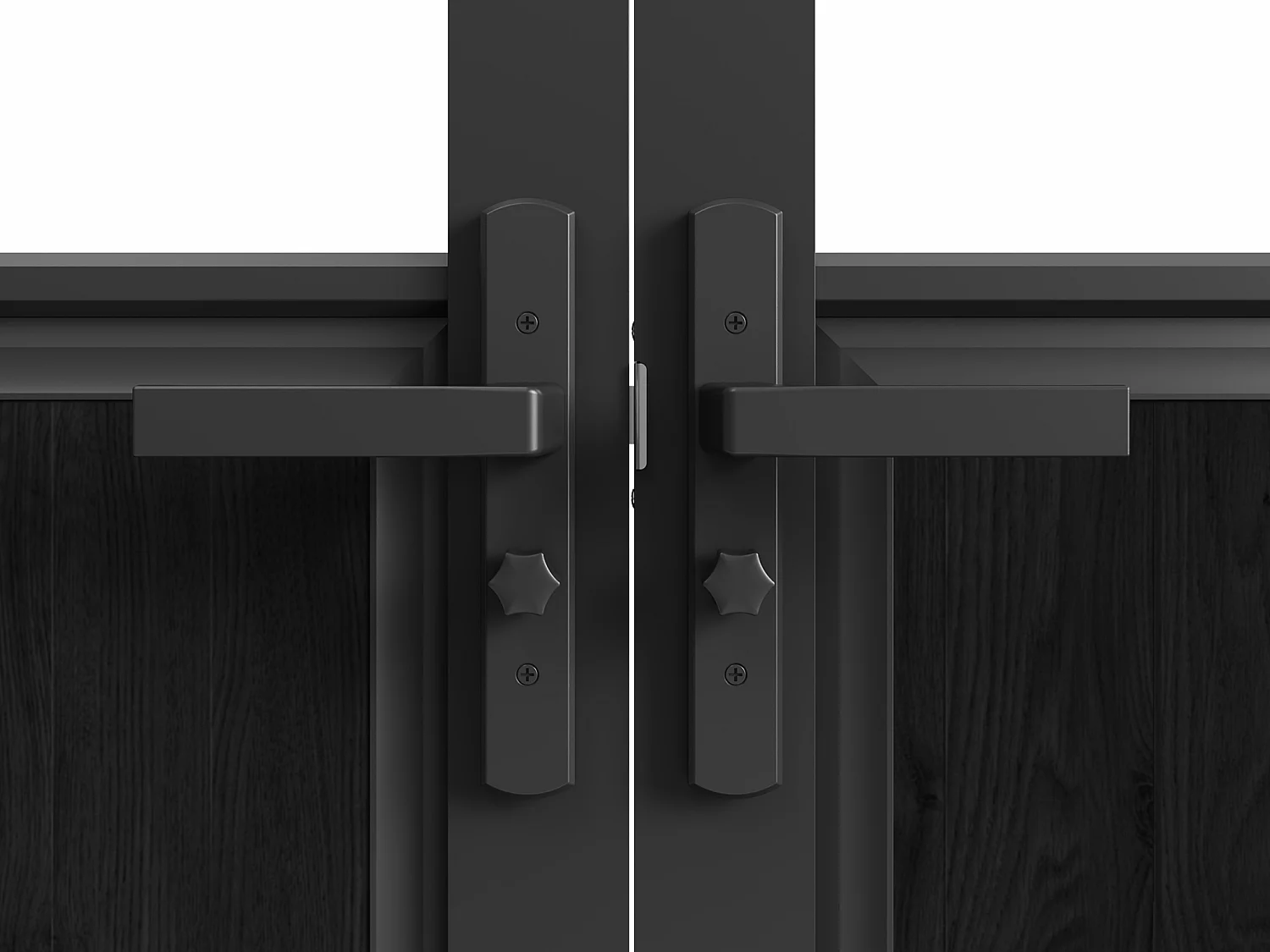 Puerta de bloque reversible de doble hoja de aluminio y cristal templado tipo taller - 2 x Alt. 204 x L93 cm - Negro - ERMELO