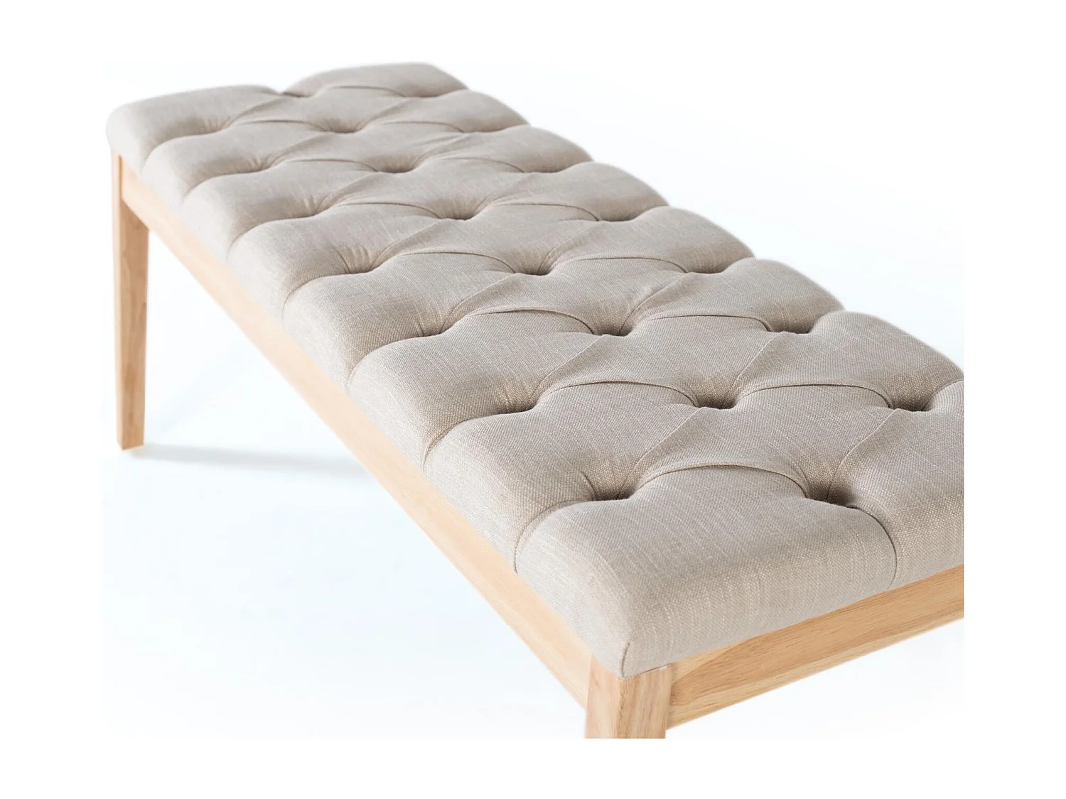 Banc pin naturel et tissu beige