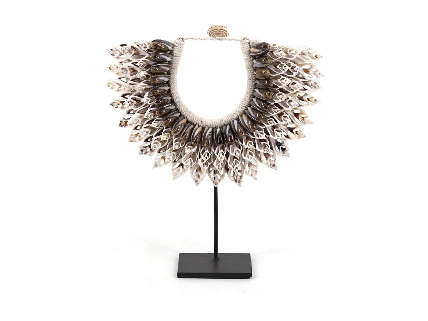 Sculpture collier coquilles corde blanc Coquilles Blanc - Décoration d'Autrefois