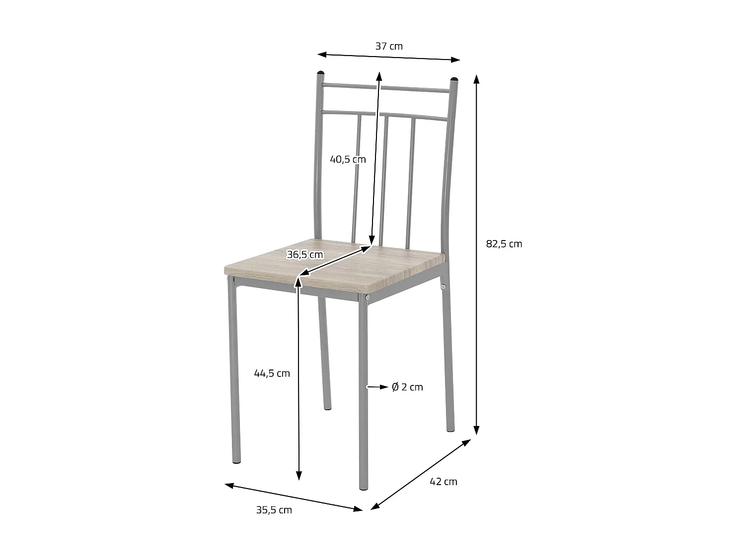 Set tavolo da pranzo con 4 sedie in acciaio per la cucina beige rovere chiaro
