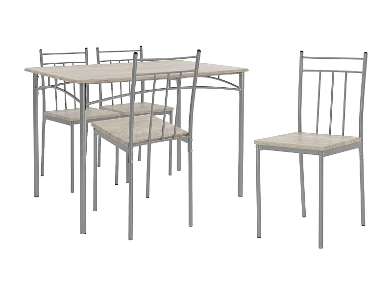 Set tavolo da pranzo con 4 sedie in acciaio per la cucina beige rovere chiaro