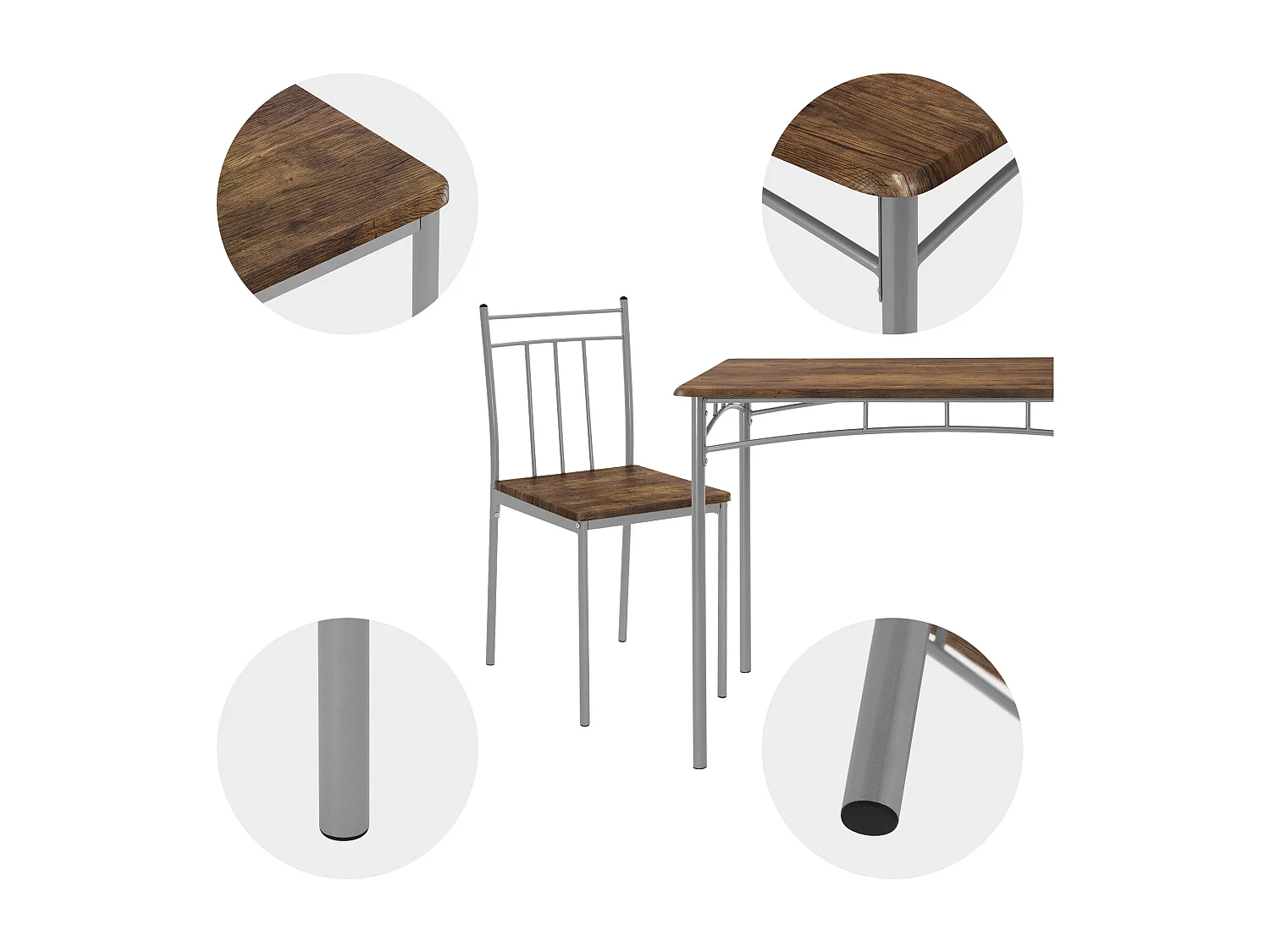 Juego de comedor de 5 piezas grupo de mesa y 4 sillas de madera vintage