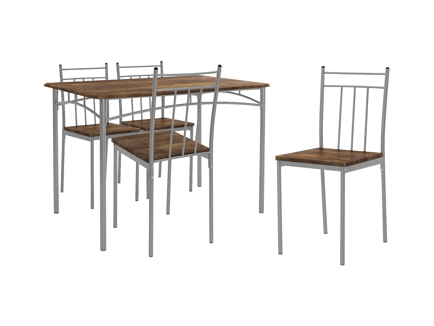 Set table de salle à manger avec 4 chaises 110 cm marron/vintage pieds en acier