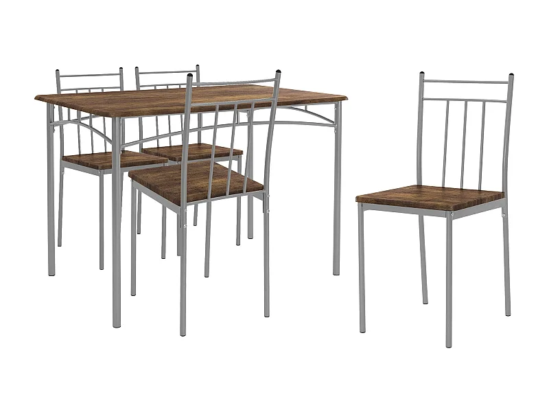 Set table de salle à manger avec 4 chaises 110 cm marron/vintage pieds en acier