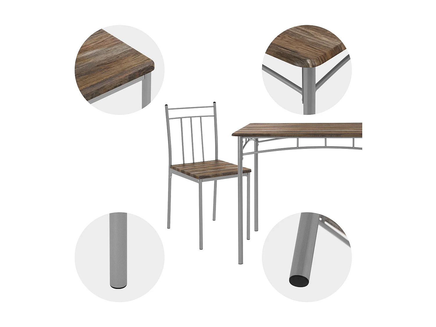 Juego de comedor de 5 piezas grupo de mesa y 4 sillas de madera flotante