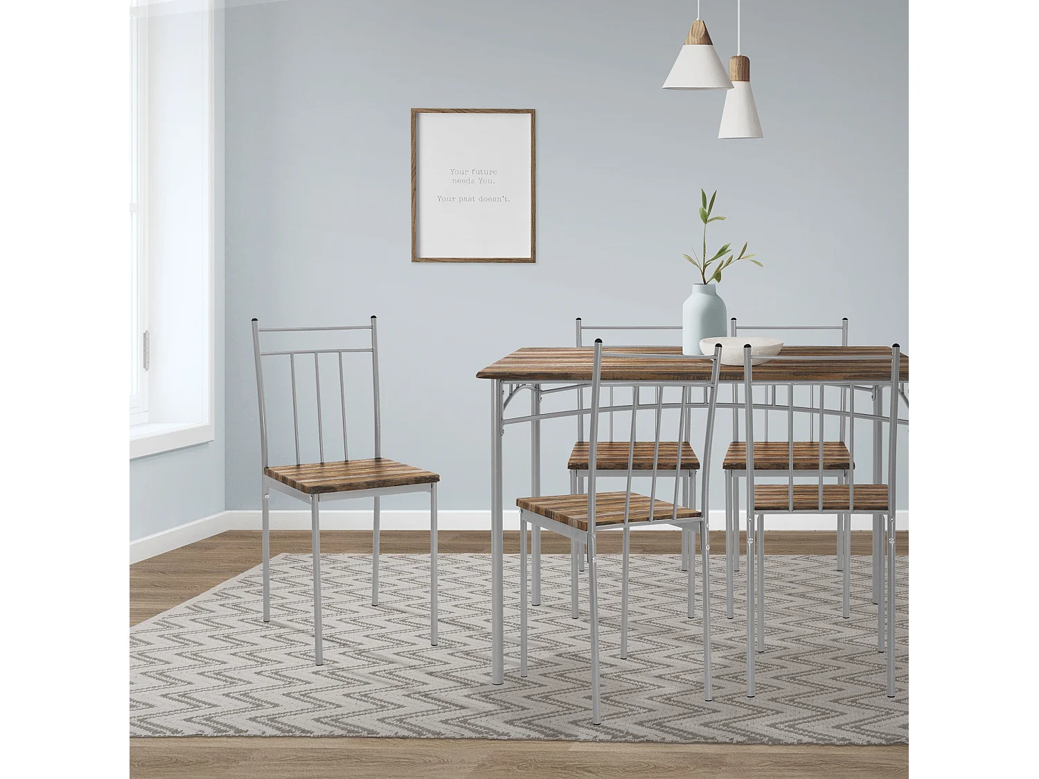 Juego de comedor de 5 piezas grupo de mesa y 4 sillas de madera flotante