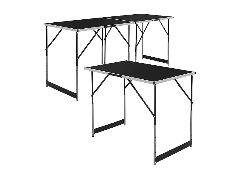 Tavolo pieghevole 3 pezzi 100x60 cm nero multifunzionale struttura da giardino