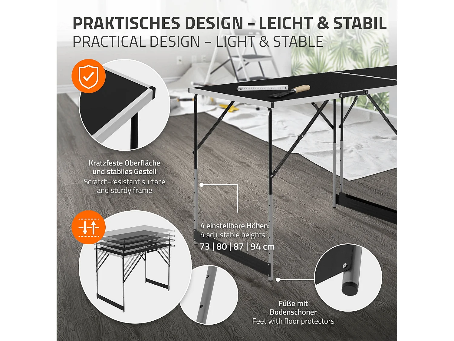 Tavolo pieghevole 3 pezzi 100x60 cm nero multifunzionale struttura da giardino