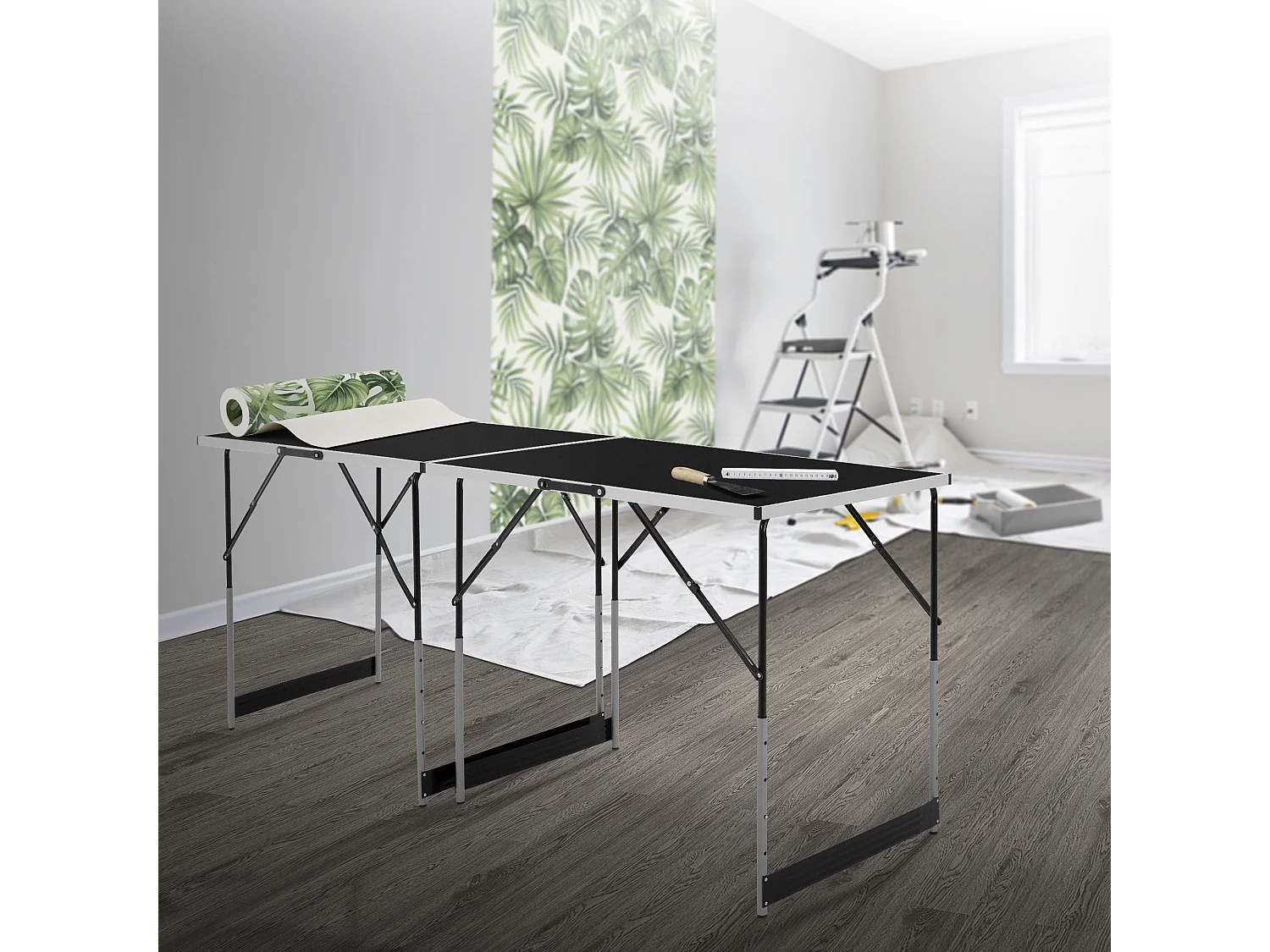 Tavolo pieghevole 3 pezzi 100x60 cm nero multifunzionale struttura da giardino