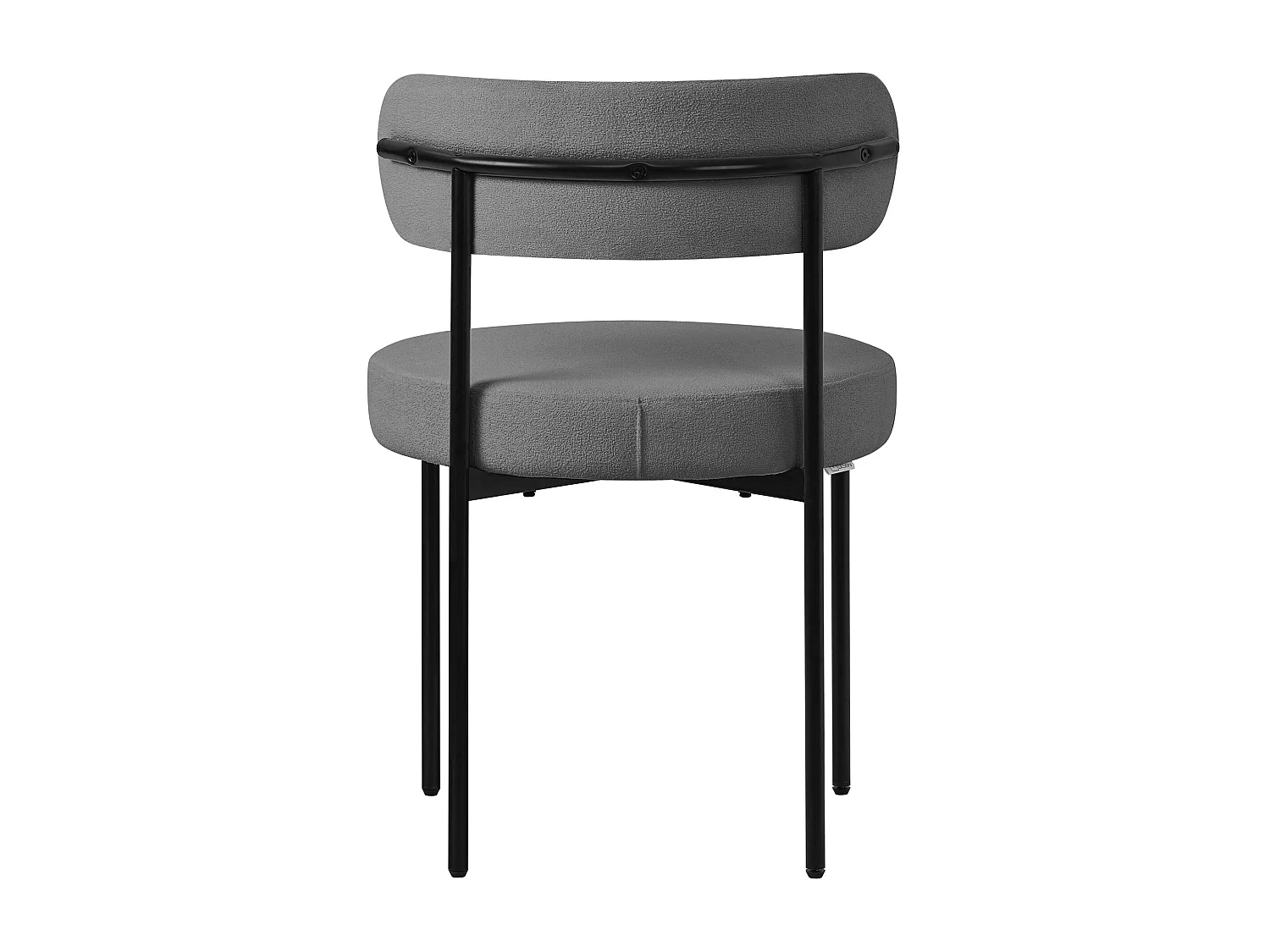 Lot de 4 chaises de cuisine rond en tissu teddy gris avec dossier pied en acier