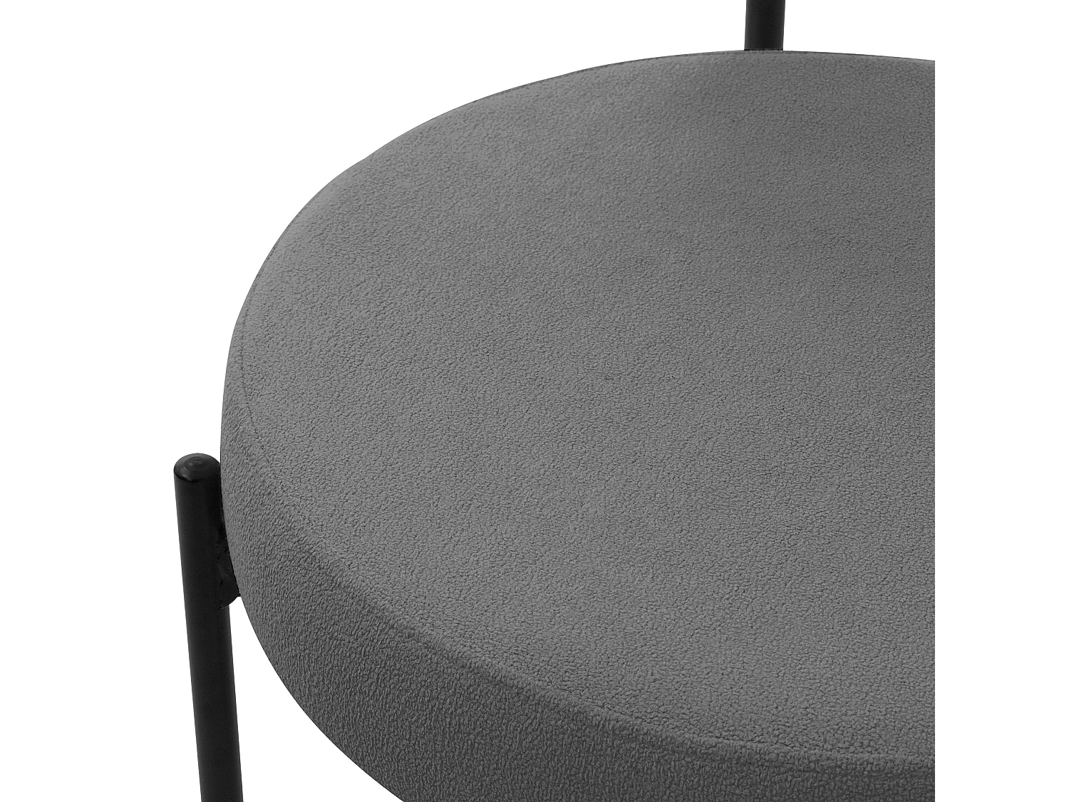 Lot de 4 chaises de cuisine rond en tissu teddy gris avec dossier pied en acier
