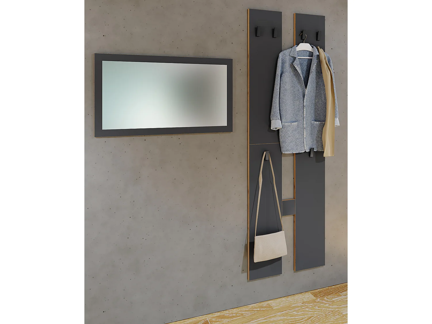 Floor furniture Salia Anthracite H. 140 x W. 57 x D. 2 cm