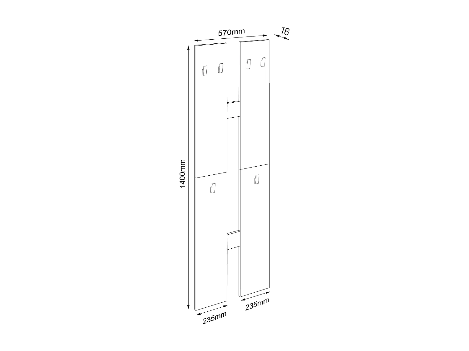 Floor furniture Salia White H. 140 x W. 57 x D. 2 cm