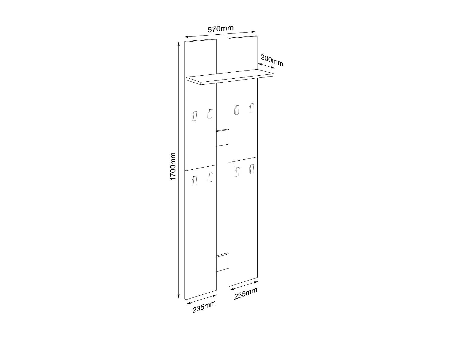 Floor furniture Salia White H. 170 x W. 57 x D. 20 cm