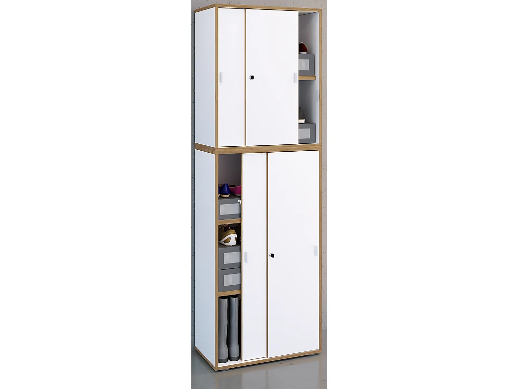 VCM pasta de armário de escritório de madeira Gabinete de escritório Gabinete de mobiliário de escritório Salia 5 vezes largura 60 cm portas deslizantes (branco)