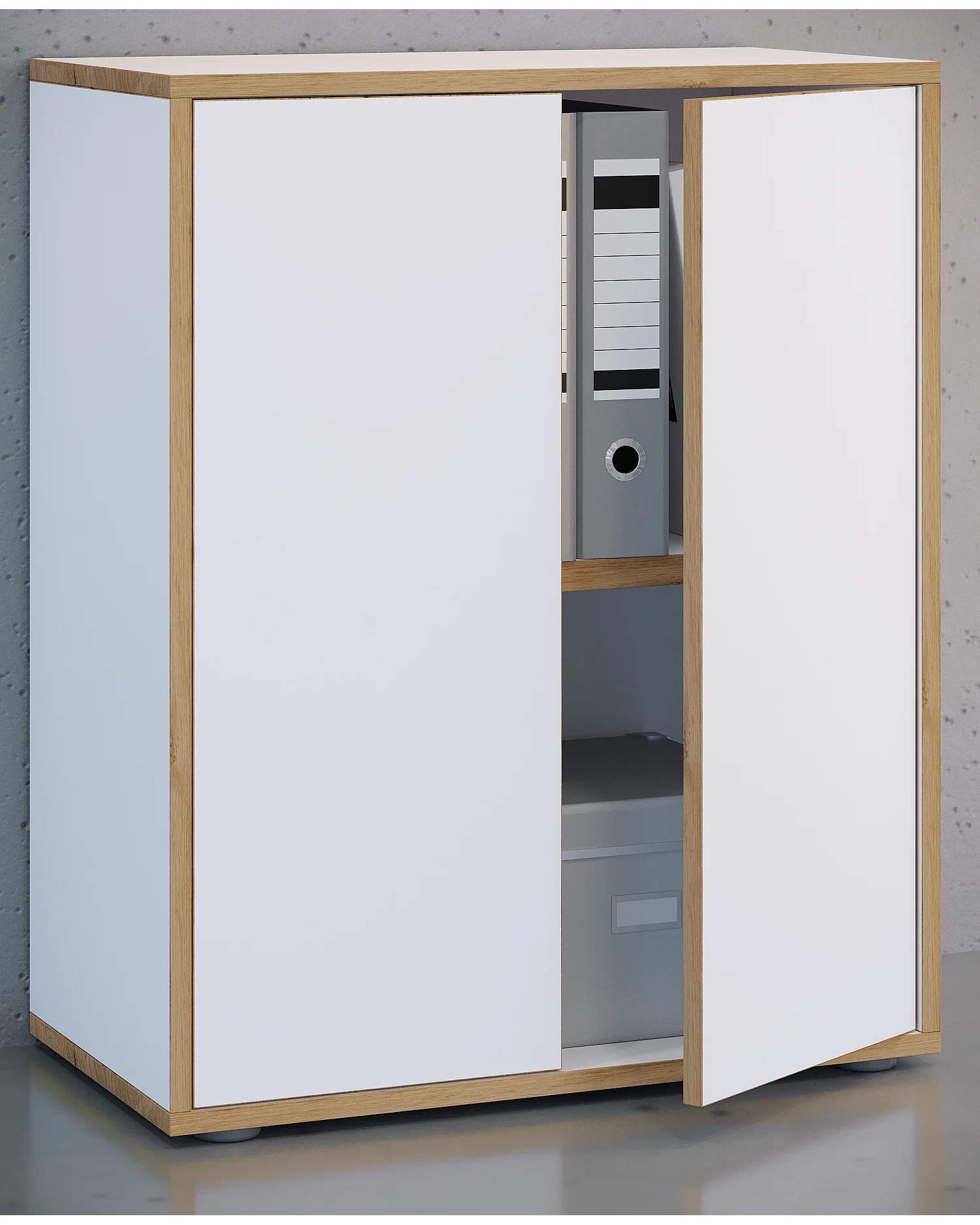 VCM Wood Office Cabinet Folder Arquivo Gabinete Móveis de escritório Gabinete Salia 2x Largura 60 cm Portas giratórias (Branco)