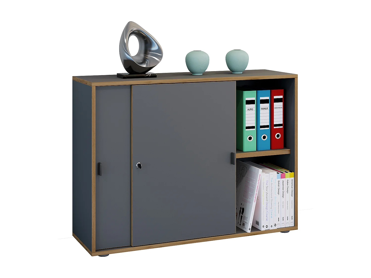 Office cabinet Salia Anthracite H. 74 x W. 100 x D. 37 cm