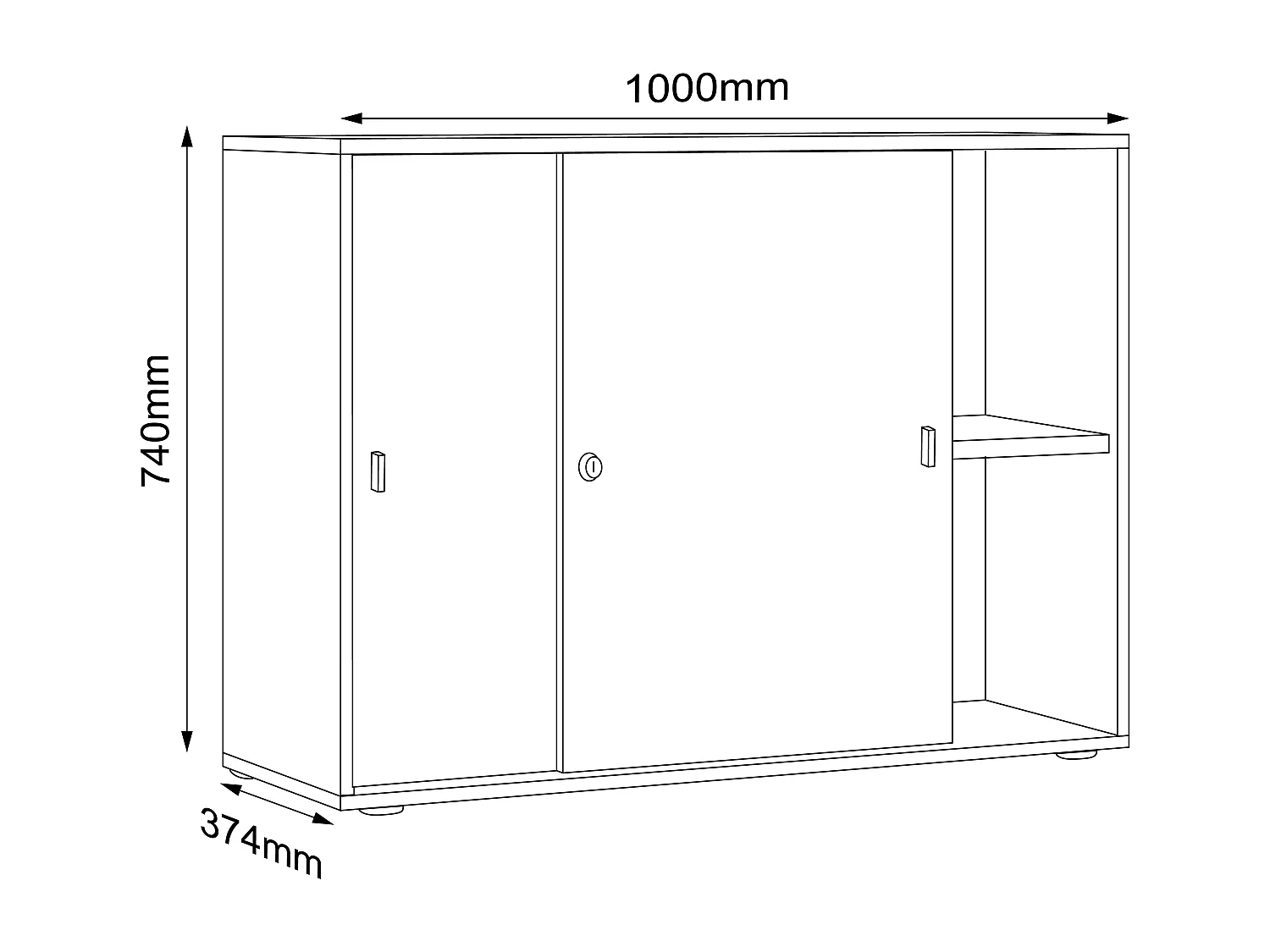 Office cabinet Salia Anthracite H. 74 x W. 100 x D. 37 cm