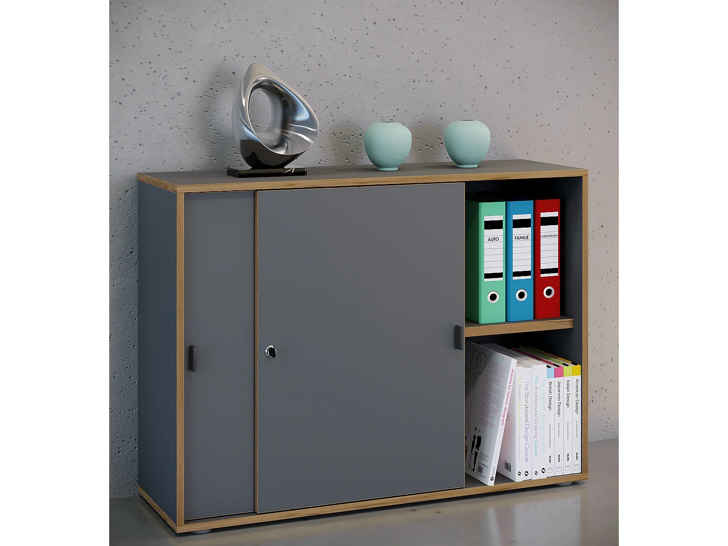 Office cabinet Salia Anthracite H. 74 x W. 100 x D. 37 cm