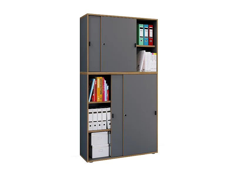Office cabinet Salia Anthracite H. 183 x W. 100 x D. 37 cm