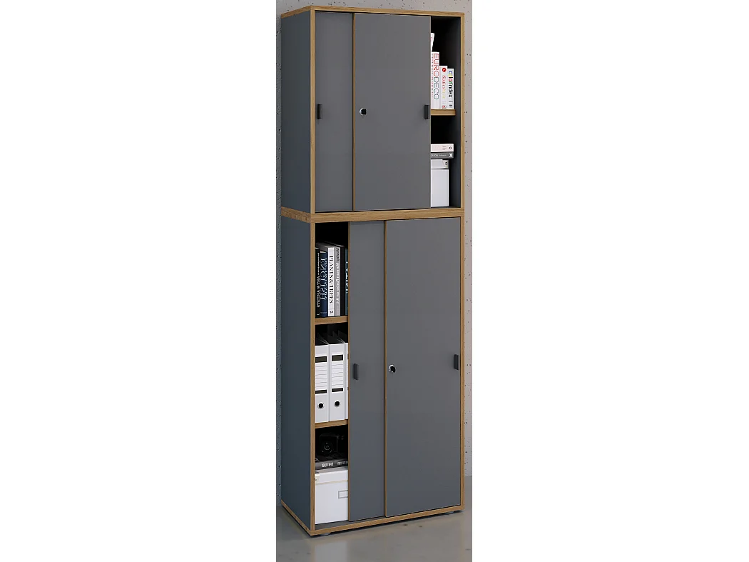 Office cabinet Salia Anthracite H. 183 x W. 60 x D. 37 cm