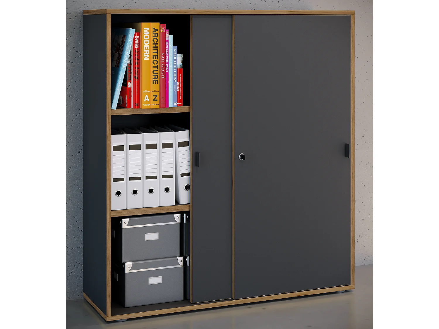 Office cabinet Salia Anthracite H. 110 x W. 100 x D. 37 cm