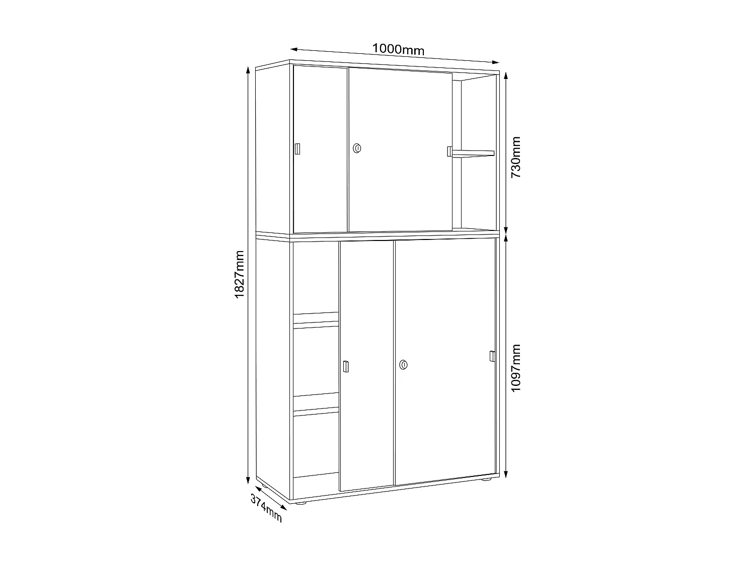 Office cabinet Salia Anthracite H. 183 x W. 100 x D. 37 cm