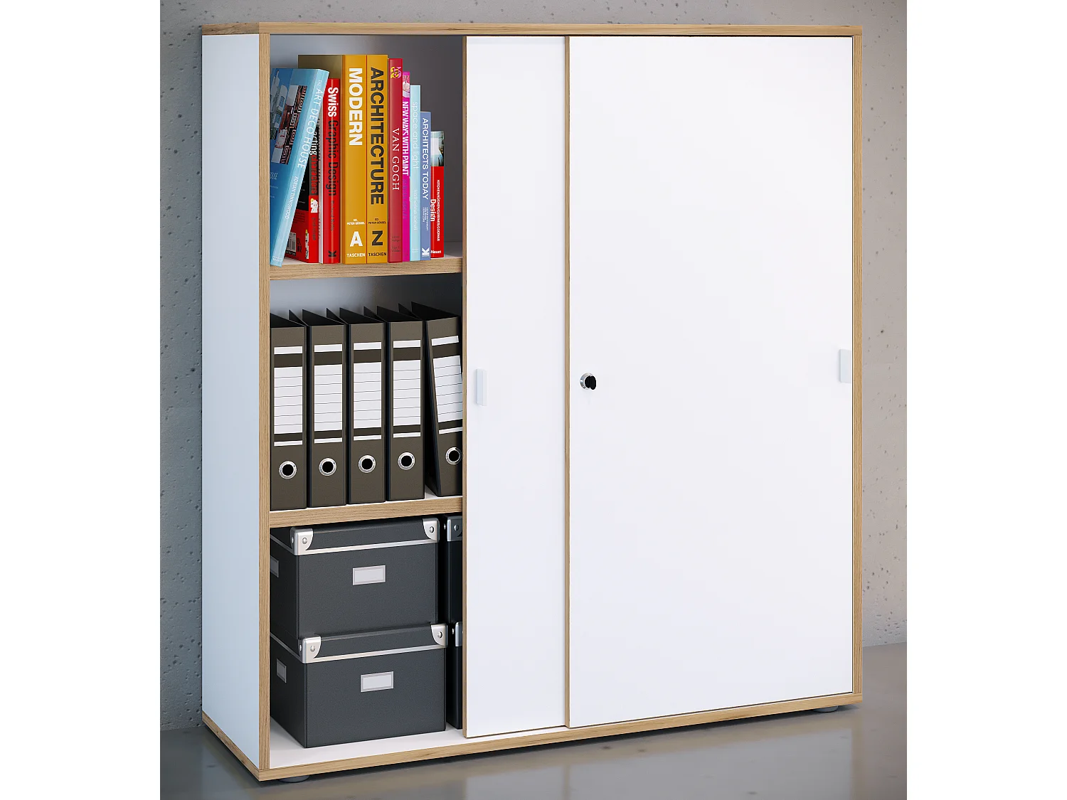 Office cabinet Salia White H. 110 x W. 100 x D. 37 cm
