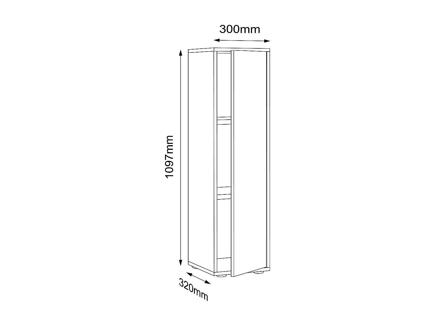 Office cabinet Salia White H. 110 x W. 30 x D. 33 cm
