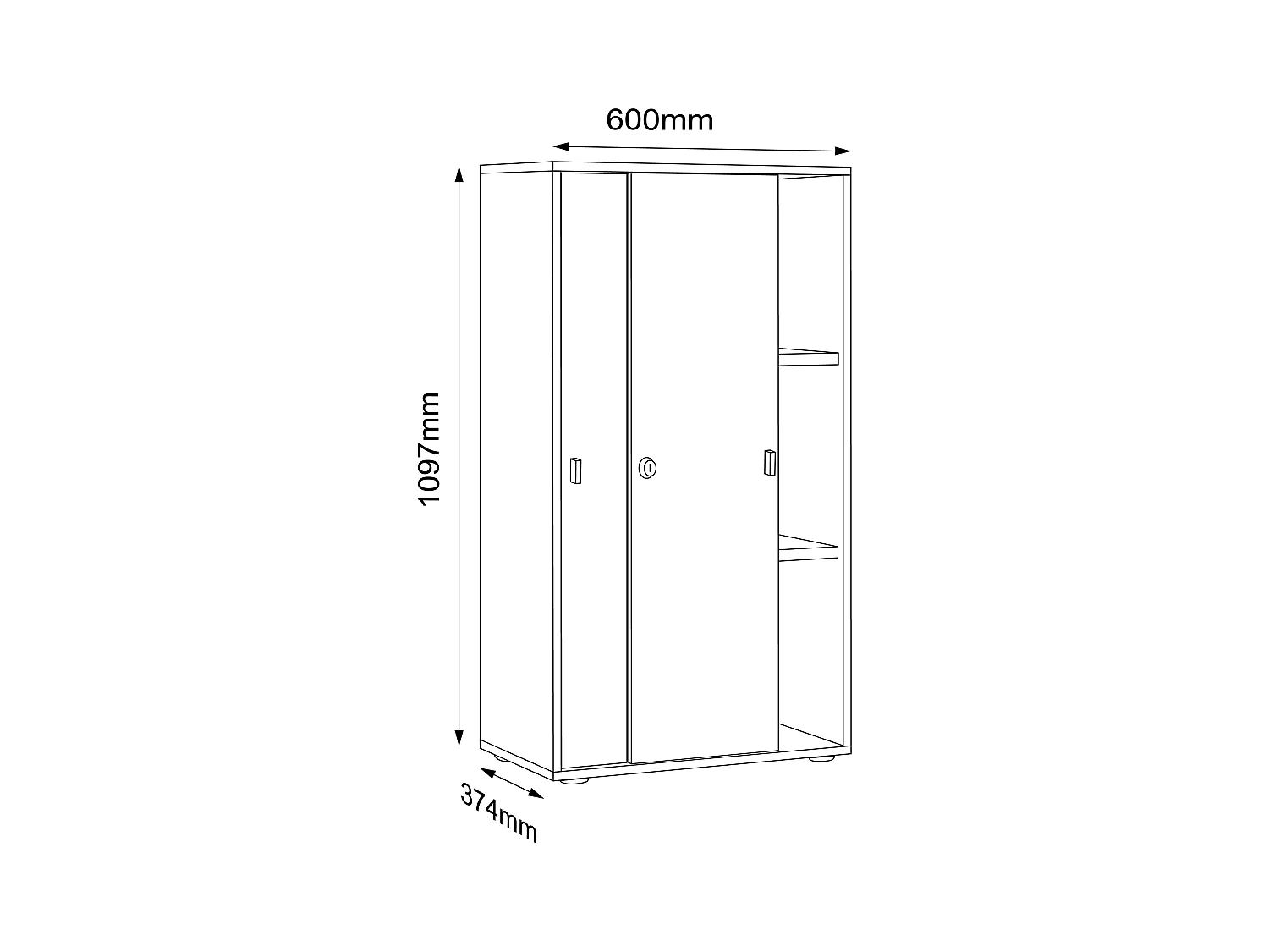 Office cabinet Salia White H. 110 x W. 60 x D. 37 cm