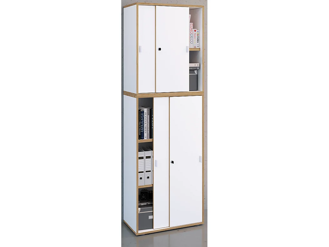Office cabinet Salia White H. 183 x W. 60 x D. 37 cm