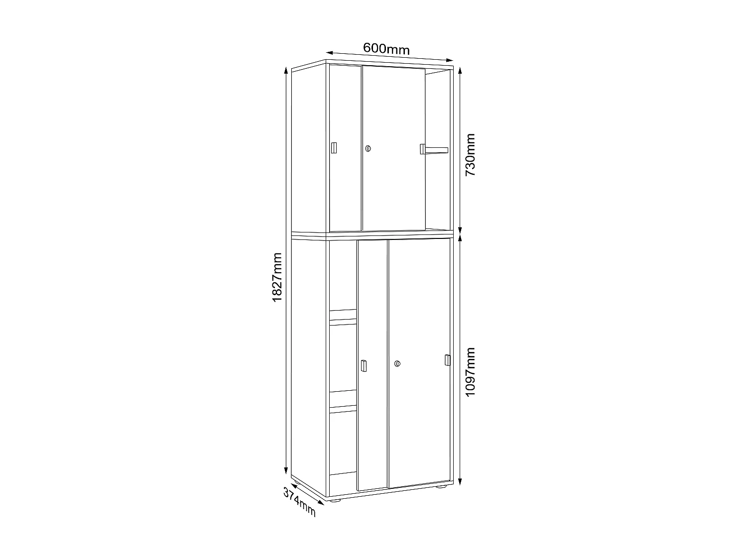 Kantoorkast schuifdeuren Salia 5-compartiment B60