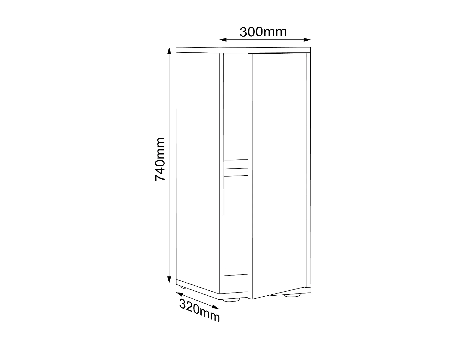 Office cabinet Salia White H. 74 x W. 30 x D. 33 cm