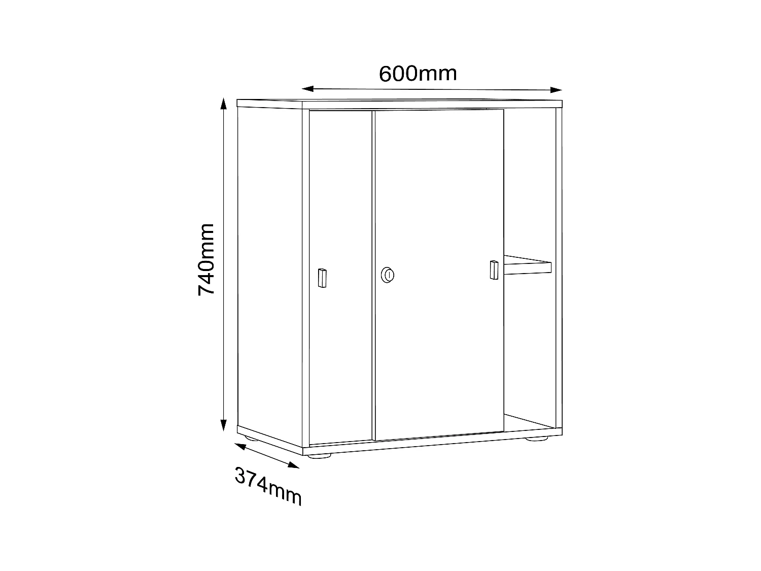 Office cabinet Salia White H. 74 x W. 60 x D. 37 cm