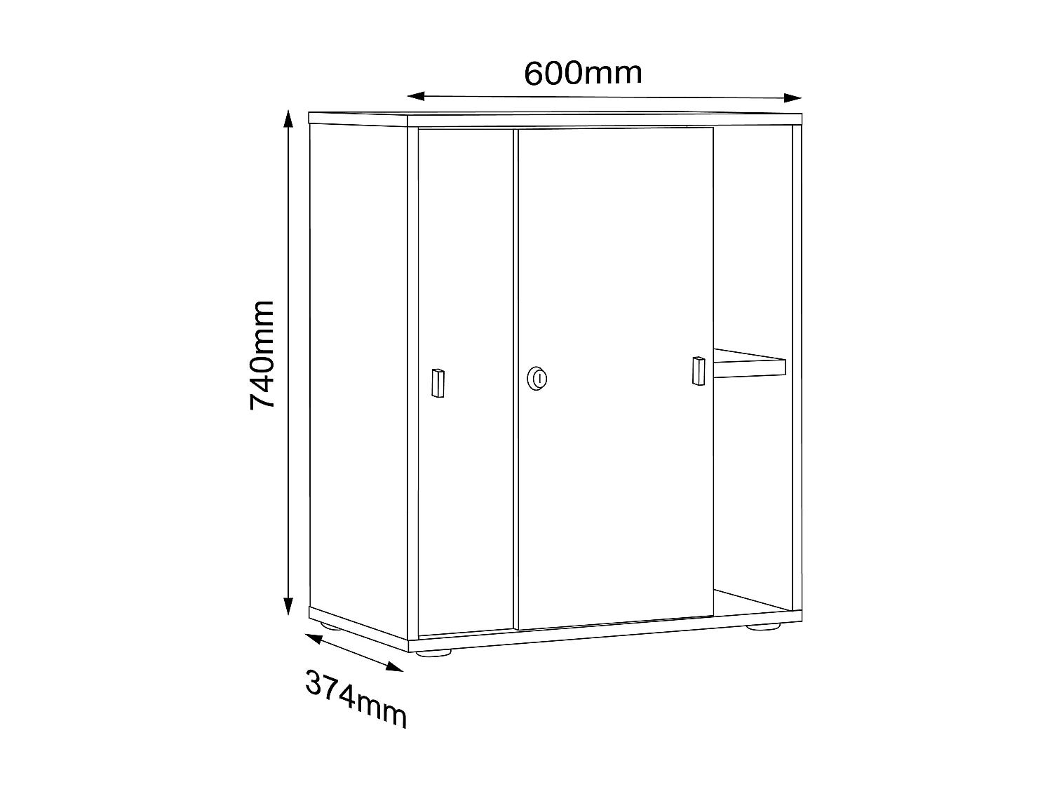 Office cabinet Salia White H. 74 x W. 60 x D. 37 cm