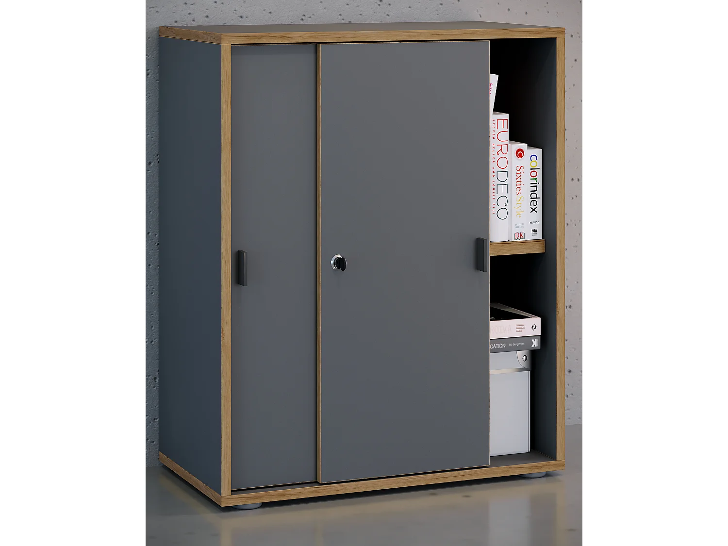 Office cabinet Salia Anthracite H. 74 x W. 60 x D. 37 cm