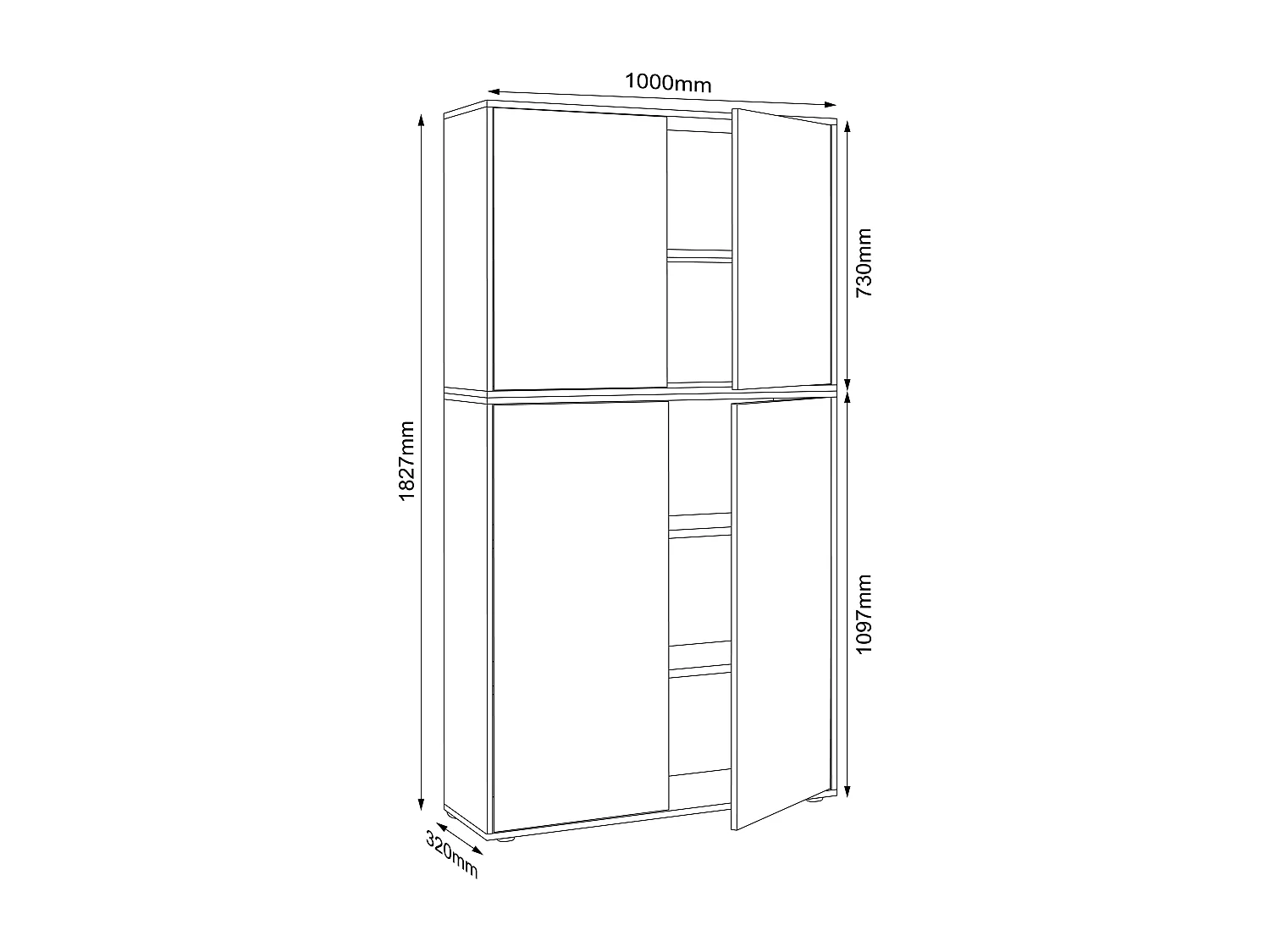 Office cabinet Salia Anthracite H. 183 x W. 100 x D. 33 cm