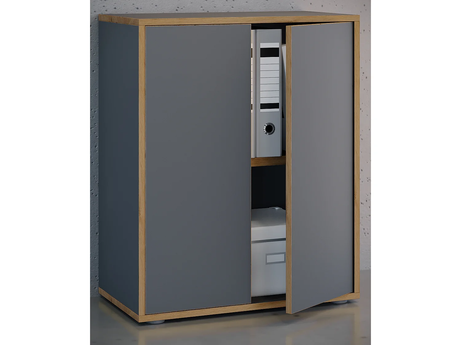 VCM Wood Office Cabinet Folder Arquivo Gabinete de móveis de escritório Salia 2x Largura 60 cm Portas giratórias (Antracite)