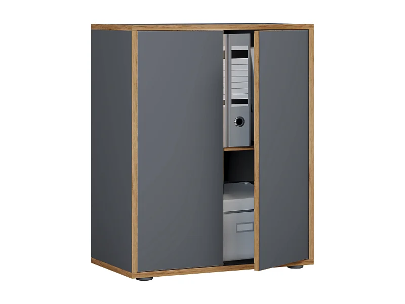 VCM Wood Office Cabinet Folder Arquivo Gabinete de móveis de escritório Salia 2x Largura 60 cm Portas giratórias (Antracite)
