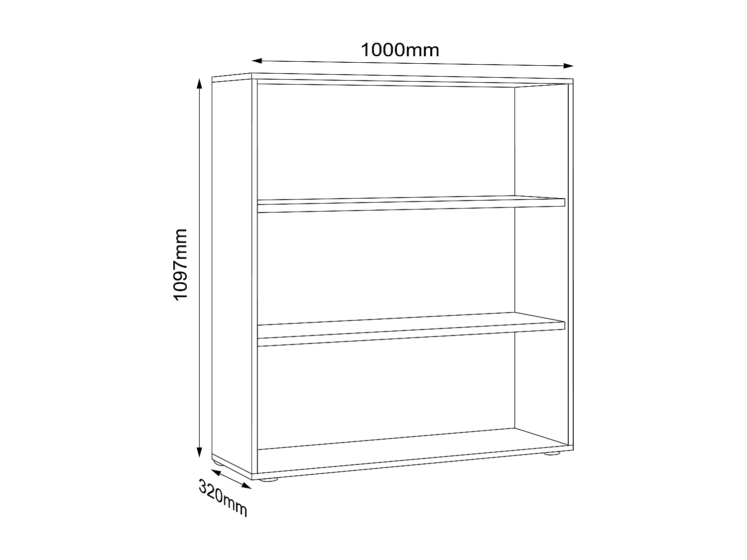 Office Shelf & Bookcase Salia White H. 110 x W. 100 x D. 32 cm