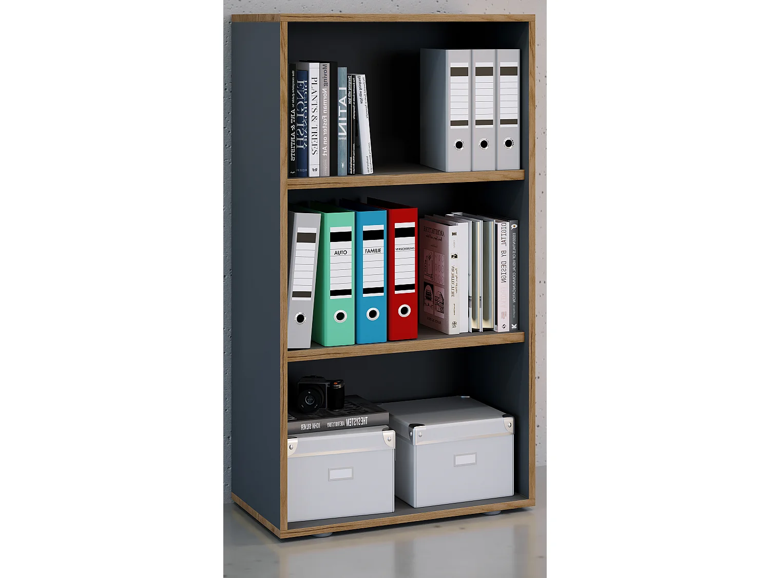 Office Shelf & Bookcase Salia Anthracite H. 110 x W. 60 x D. 33 cm