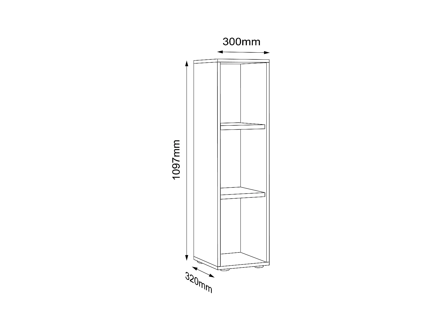 Office Shelf & Bookcase Salia White H. 110 x W. 30 x D. 32 cm