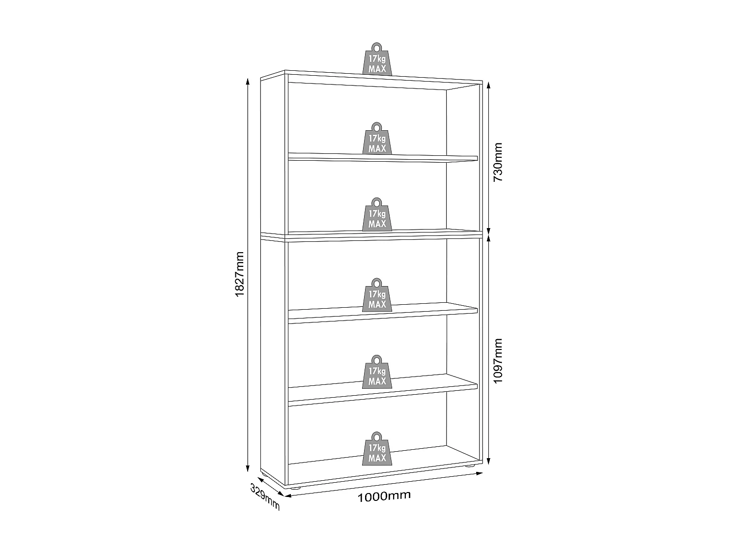 Cartella per scaffali Salia 5px L. 100cm