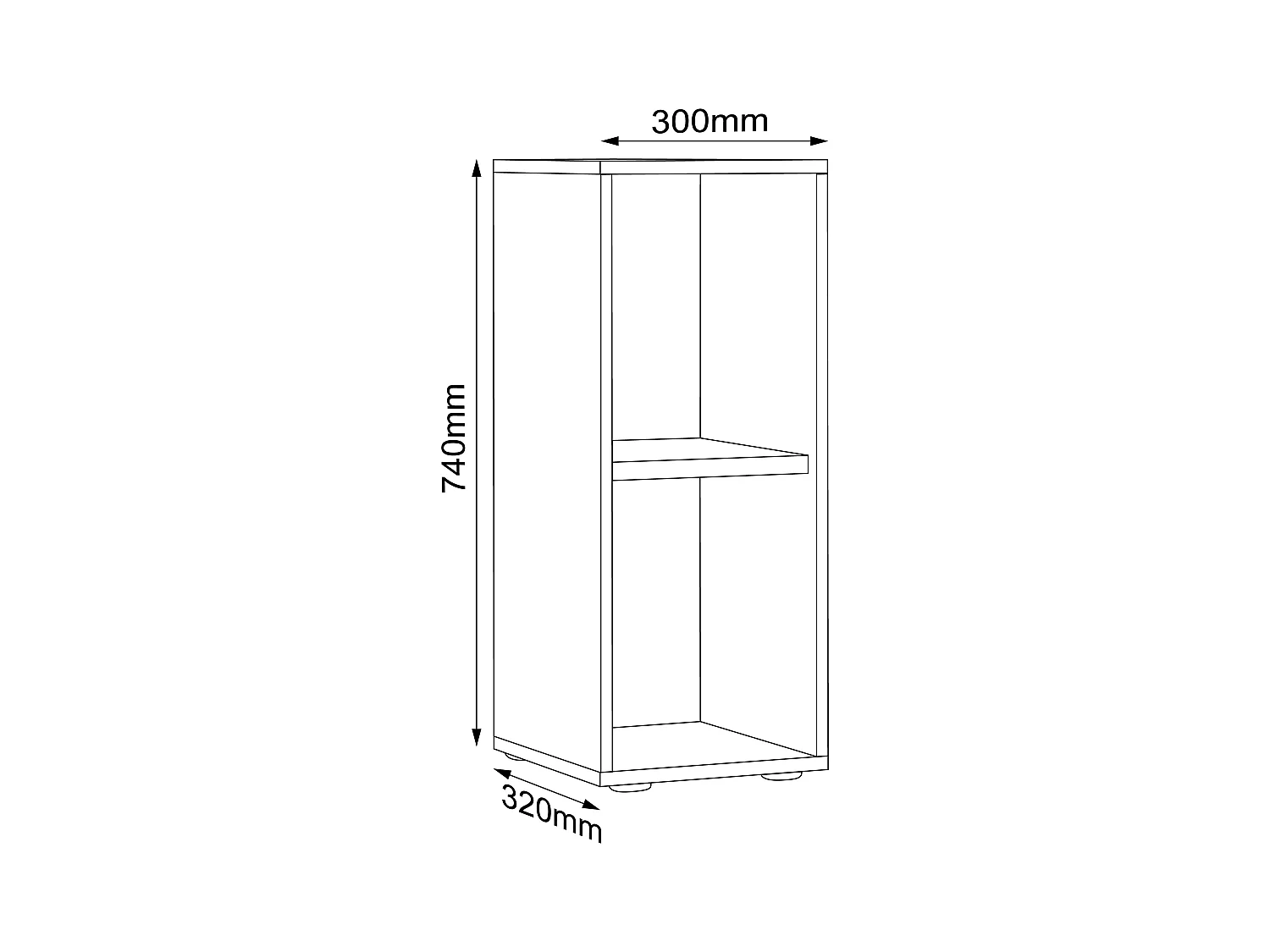 Office Shelf & Bookcase Salia White H. 74 x W. 30 x D. 33 cm